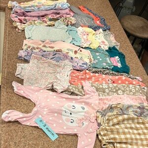 27pc 0-3 month baby girl clothes, like new